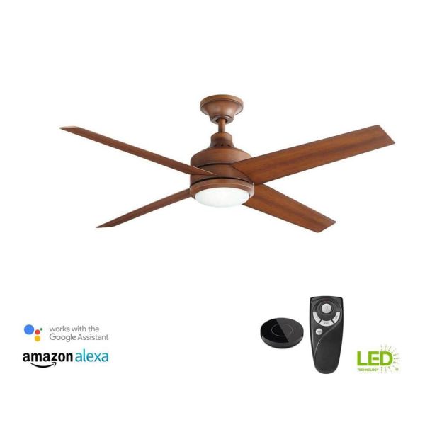 Collection 54728-BOND Mercer 52 in. Integrated LED Indoor Distressed Koa Ceiling Fan with Light Kit works with Google Assistant and Alexa - Image 9