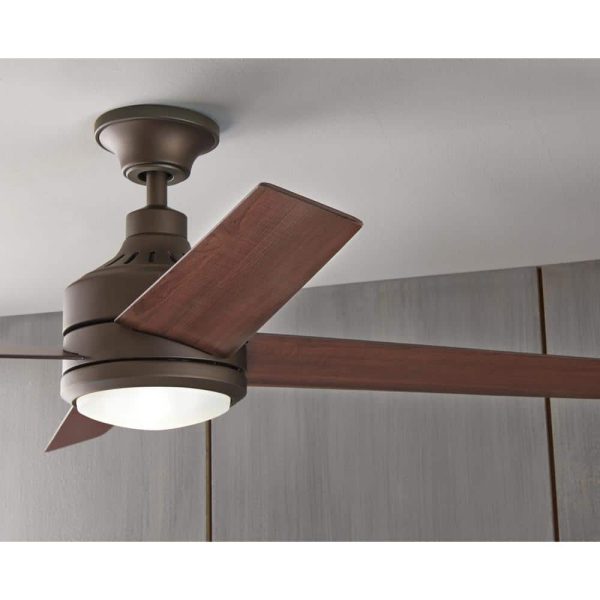 Collection 54729-BOND Mercer 52 in. Integrated LED Indoor Oil Rubbed Bronze Ceiling Fan with Light Kit works with Google Assistant and Alexa - Image 2