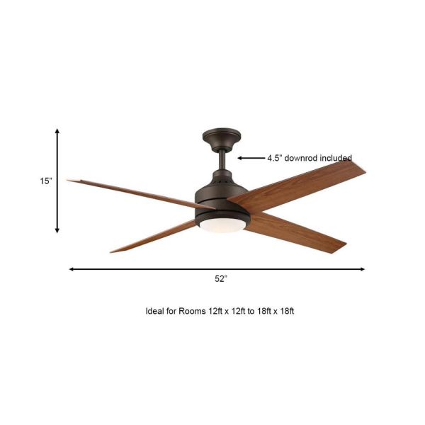 Collection 54729-BOND Mercer 52 in. Integrated LED Indoor Oil Rubbed Bronze Ceiling Fan with Light Kit works with Google Assistant and Alexa - Image 4