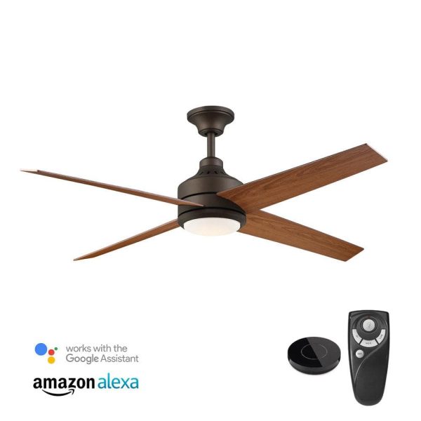 Collection 54729-BOND Mercer 52 in. Integrated LED Indoor Oil Rubbed Bronze Ceiling Fan with Light Kit works with Google Assistant and Alexa - Image 10