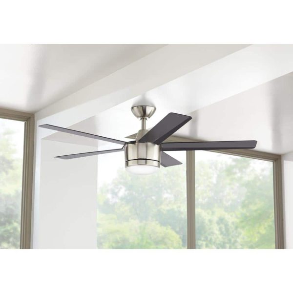 Collection SW1422BN Merwry 52 in. Integrated LED Indoor Brushed Nickel Ceiling Fan with Light Kit and Remote Control - Image 4