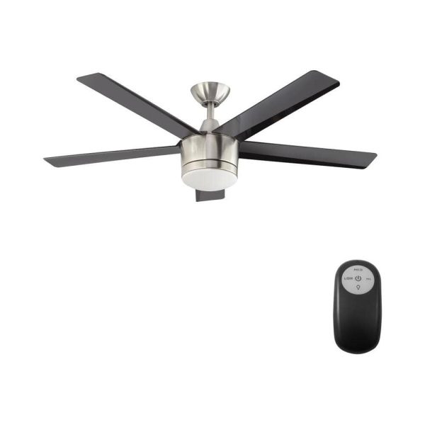 Collection SW1422BN Merwry 52 in. Integrated LED Indoor Brushed Nickel Ceiling Fan with Light Kit and Remote Control