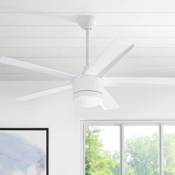 Collection SW1422WH Merwry 52 in. Integrated LED Indoor White Ceiling Fan with Light Kit and Remote Control - Image 2