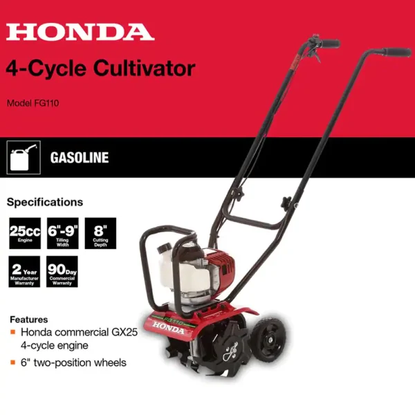 Honda FG110 9 in. 25 cc 4-Cycle Middle Tine Forward-Rotating Gas Mini Tiller-Cultivator - Image 2