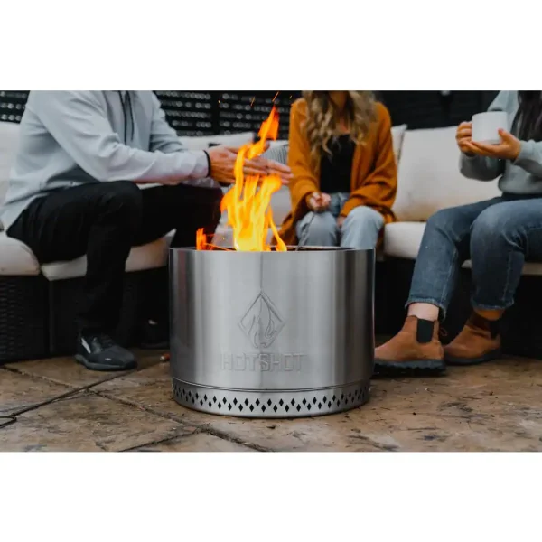 HotShot 52258 Explorer Portable Low Smoke 19.5 in. Round Wood-Burning Fire Pit in Stainless Steel with Carry Bag - Image 9