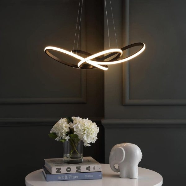 JONATHAN Y JYL7219A Alexia 25 in. Black Abstract Integrated LED Metal Adjustable Pendant - Image 2
