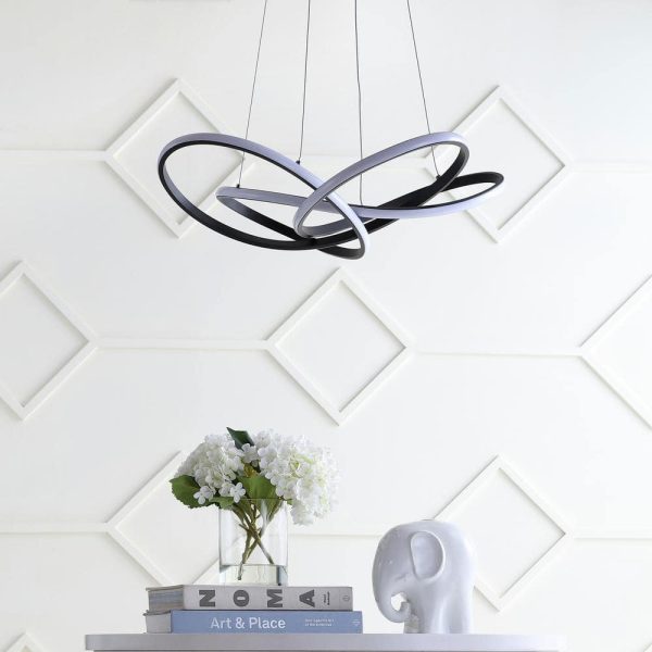 JONATHAN Y JYL7219A Alexia 25 in. Black Abstract Integrated LED Metal Adjustable Pendant - Image 3