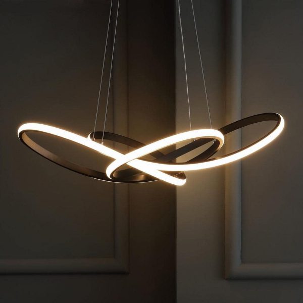 JONATHAN Y JYL7219A Alexia 25 in. Black Abstract Integrated LED Metal Adjustable Pendant - Image 6