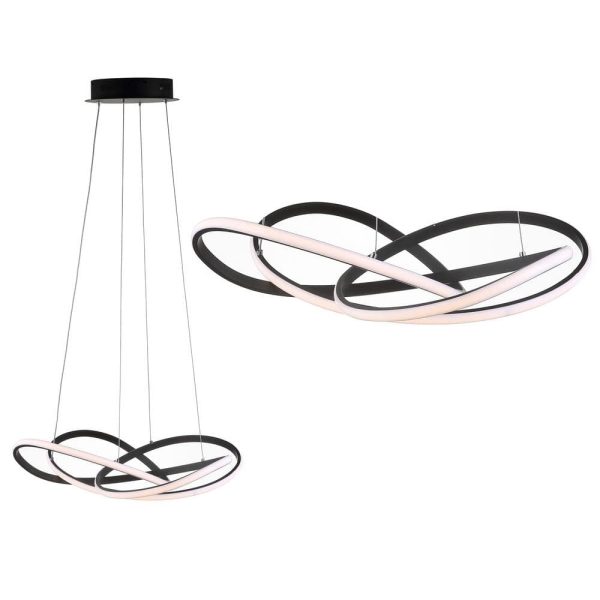 JONATHAN Y JYL7219A Alexia 25 in. Black Abstract Integrated LED Metal Adjustable Pendant - Image 10