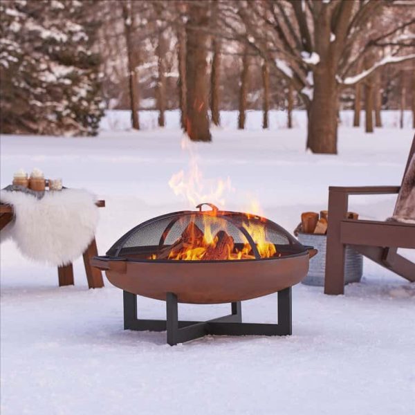 La Porte 21  H x 36.8  W Steel Wood Burning Outdoor Fire Pit with Lid - Image 2