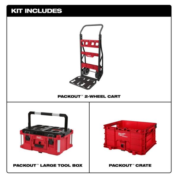 PACKOUT 20 in. 2-Wheel Utility Cart with Large Tool Box and Crate (3-Piece) (48-22-8415-48-22-8425-48-22-8440) - Image 2