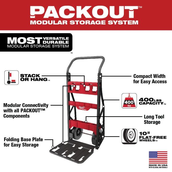 PACKOUT 20 in. 2-Wheel Utility Cart with Large Tool Box and Crate (3-Piece) (48-22-8415-48-22-8425-48-22-8440) - Image 3