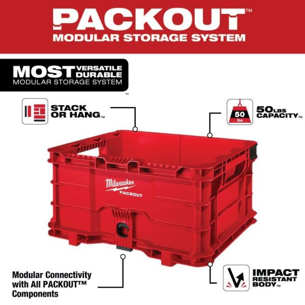PACKOUT 20 in. 2-Wheel Utility Cart with Large Tool Box and Crate (3-Piece) (48-22-8415-48-22-8425-48-22-8440) - Image 5