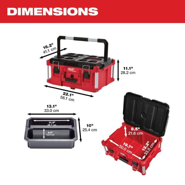 PACKOUT 20 in. 2-Wheel Utility Cart with Large Tool Box and Crate (3-Piece) (48-22-8415-48-22-8425-48-22-8440) - Image 7