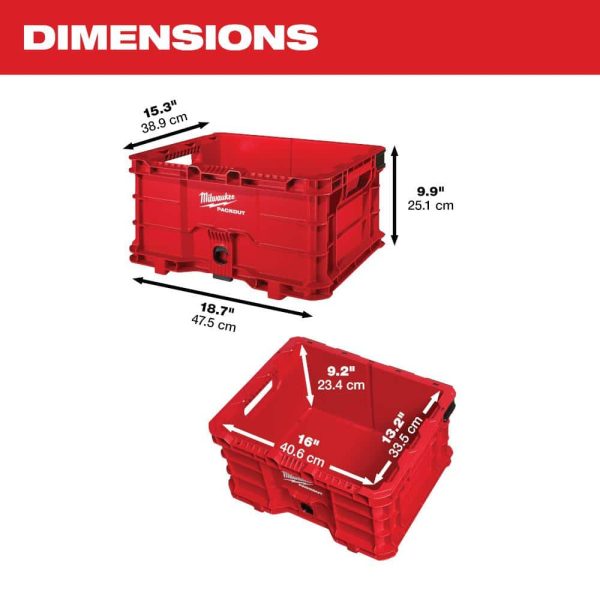 PACKOUT 20 in. 2-Wheel Utility Cart with Large Tool Box and Crate (3-Piece) (48-22-8415-48-22-8425-48-22-8440) - Image 8