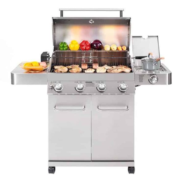 Grills 4   Burner Built In Liquid Propane 60000 BTU Gas Grill with Side Burner and Cabinet - Image 2