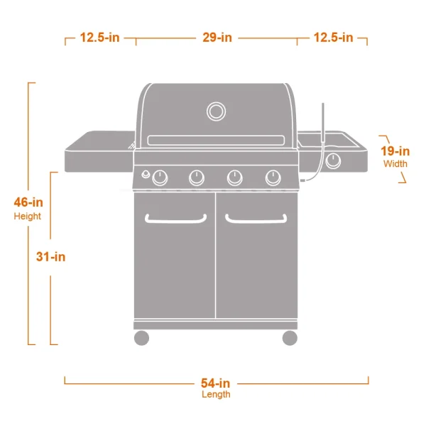 Grills 4-Burner Liquid Propane 60000 BTU Gas Grill Stainless with Side Burner - Image 7