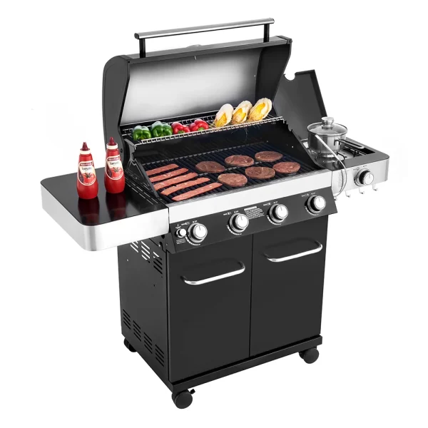 Grills 4-Burner Liquid Propane 60000 BTU Gas Grill Stainless with Side Burner - Image 5
