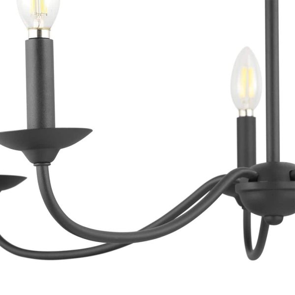 Progress Lighting P400233-031 Pacolet 28 in. 5-Light Textured Black Farmhouse Circle Chandelier for Dining Room - Image 2