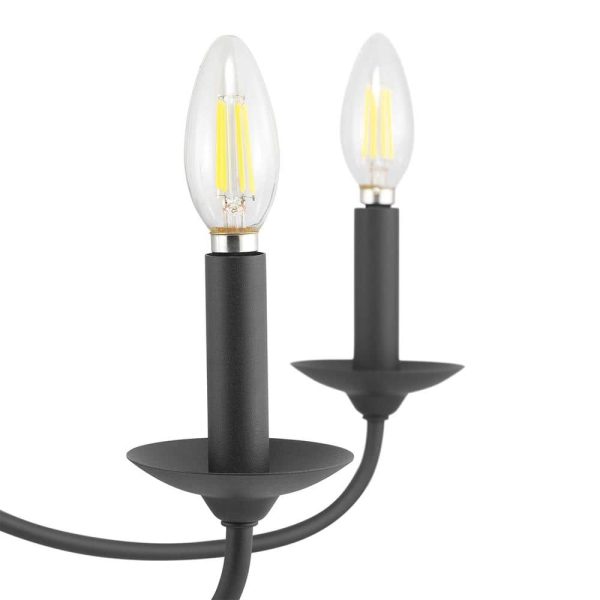 Progress Lighting P400233-031 Pacolet 28 in. 5-Light Textured Black Farmhouse Circle Chandelier for Dining Room - Image 3