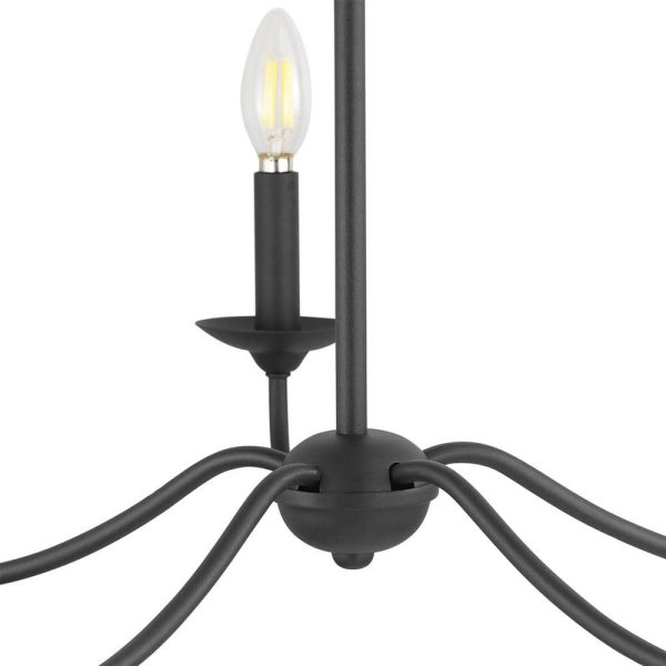 Progress Lighting P400233-031 Pacolet 28 in. 5-Light Textured Black Farmhouse Circle Chandelier for Dining Room - Image 4