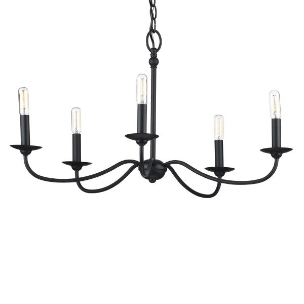 Progress Lighting P400233-031 Pacolet 28 in. 5-Light Textured Black Farmhouse Circle Chandelier for Dining Room - Image 6
