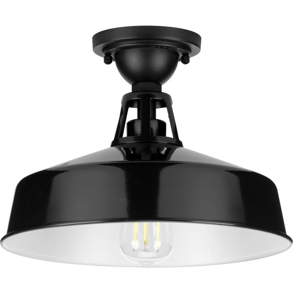 Progress Lighting P550070-031 Cedar Springs 13.25-in W Black Outdoor Flush Mount Light - Image 12