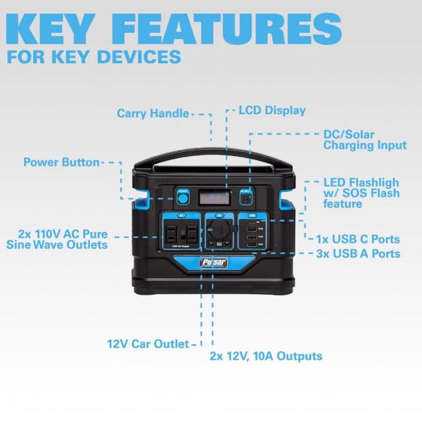 Pulsar PPS200 200-Watt Power Station with Push Button Start Battery Generator for Outdoors - Image 9