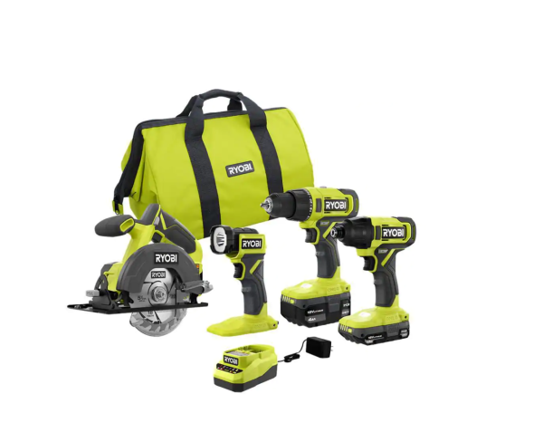 PCL1400K2 ONE+ 18V Cordless 4-Tool Combo Kit with 1.5 Ah Battery, 4.0 Ah Battery, and Charger