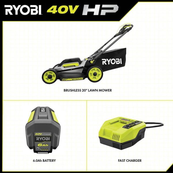 RY401180VNM 40V HP Brushless 20 in. Cordless Electric Battery Walk Behind Self-Propelled Mower with 6.0 Ah Battery and Charger - Image 3