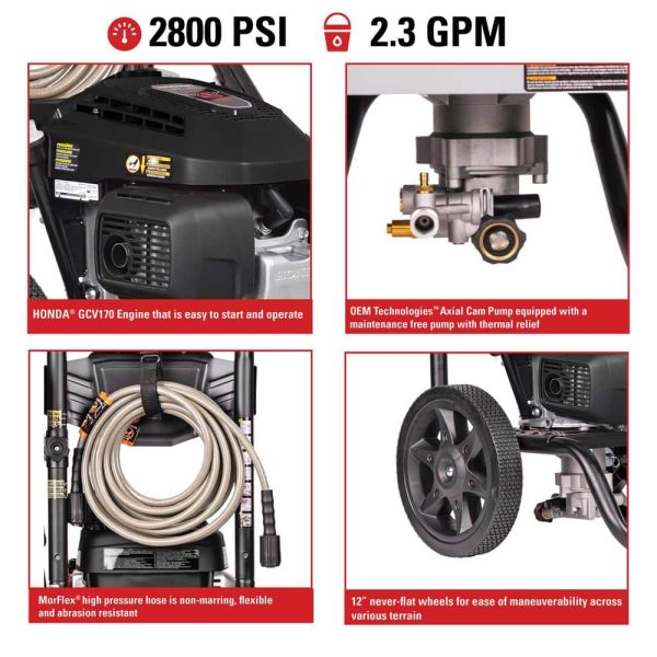 SIMPSON MS60773-S MegaShot 2800 PSI 2.3 GPM Gas Cold Water Pressure Washer with HONDA GCV160 Engine - Image 3