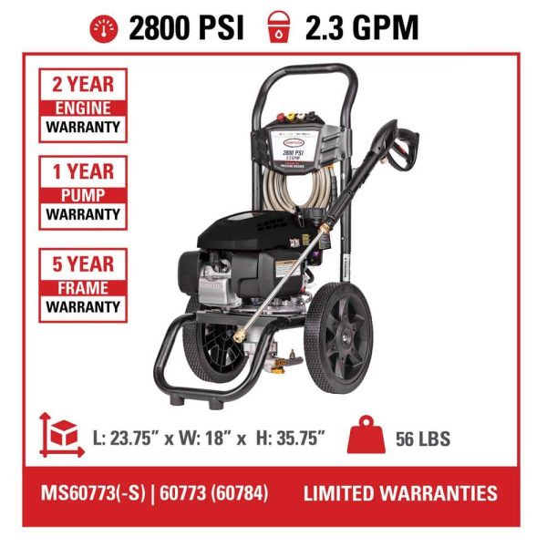 SIMPSON MS60773-S MegaShot 2800 PSI 2.3 GPM Gas Cold Water Pressure Washer with HONDA GCV160 Engine - Image 9