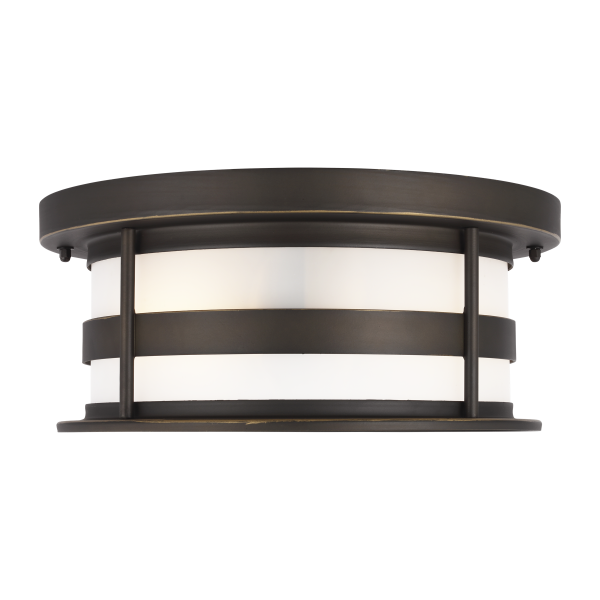 Sea Gull Lighting 7890902-71 Wilburn 13-in W Antique Bronze Outdoor Flush Mount Light - Image 2