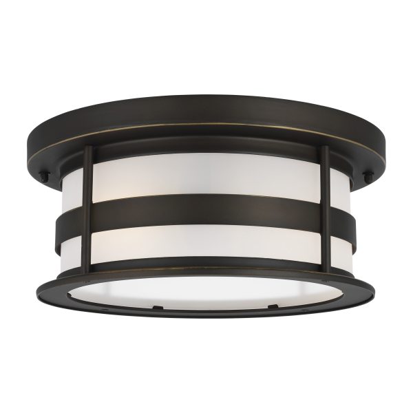 Sea Gull Lighting 7890902-71 Wilburn 13-in W Antique Bronze Outdoor Flush Mount Light - Image 3