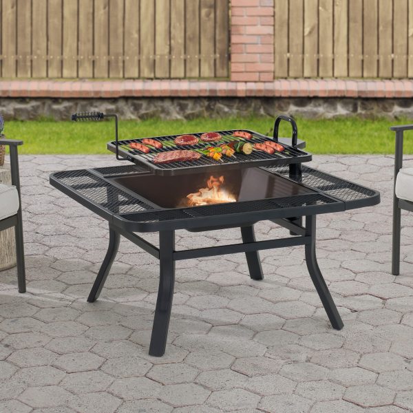 Sunjoy A301027100 38-in W Black Steel Wood-Burning Fire Pit - Image 2