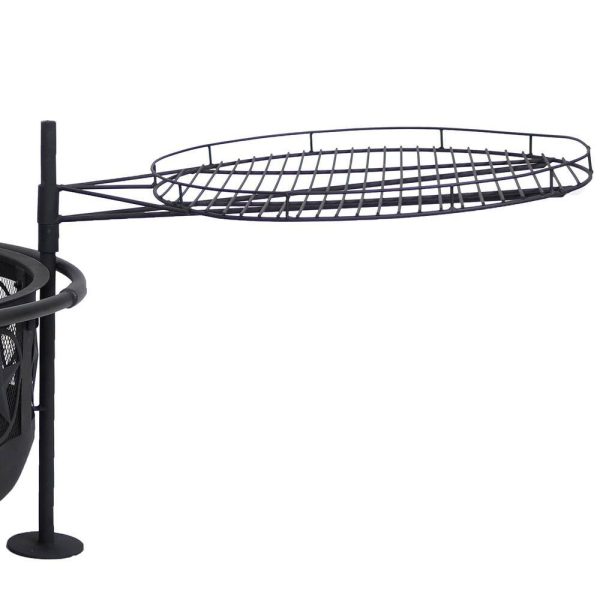 Decor KF-ASFP-BLK 36 in. W x 22.5 in. H Round Steel Wood Burning Fire Pit with Cooking Grate and Spark Screen - Image 8