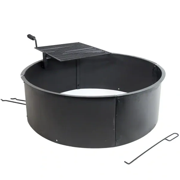 Decor KF-SCFR36 36 in. Round Steel Wood Burning Fire Pit Kit with Rotating Cooking Grate - Image 7