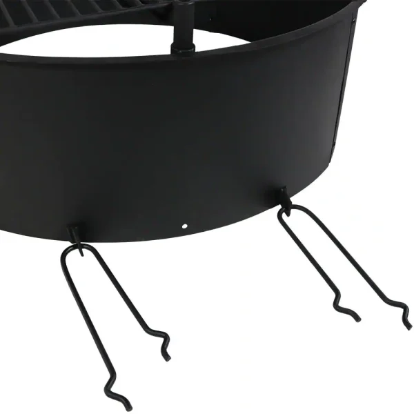 Decor KF-SCFR36 36 in. Round Steel Wood Burning Fire Pit Kit with Rotating Cooking Grate - Image 8