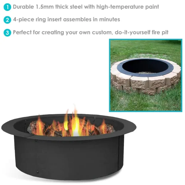 Decor NB-FPRHD39 39 in. Dia x 10 in. H Round Steel Wood Burning Fire Pit Ring Liner - Image 7