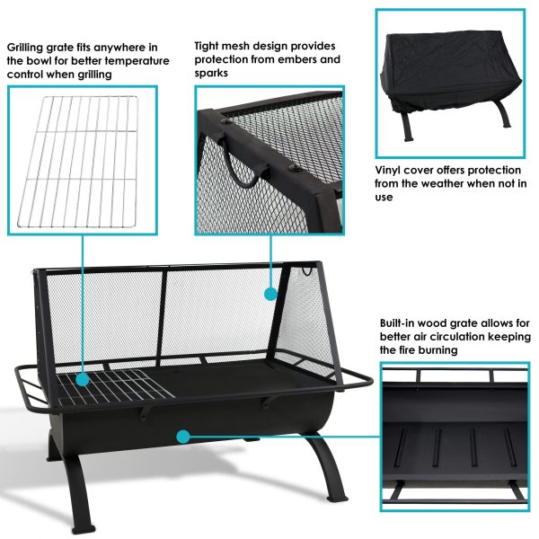 Decor NB-NW201 27-in W Black Steel Wood-Burning Fire Pit - Image 4