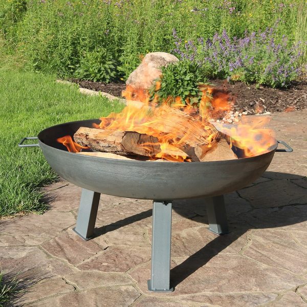 Decor RCM-LG569-STEEL 30-in W Silver Cast Iron Wood-Burning Fire Pit - Image 2