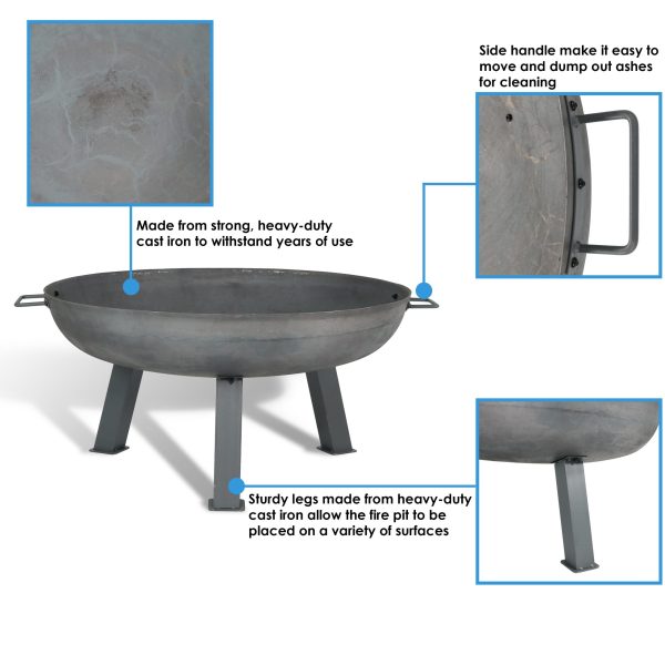Decor RCM-LG569-STEEL 30-in W Silver Cast Iron Wood-Burning Fire Pit - Image 3