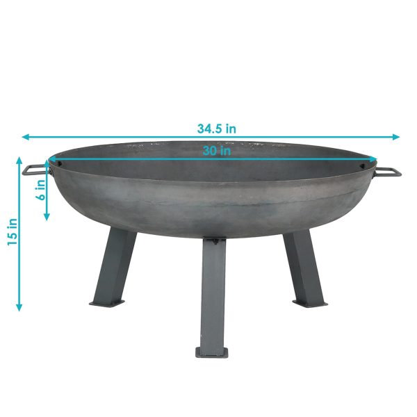 Decor RCM-LG569-STEEL 30-in W Silver Cast Iron Wood-Burning Fire Pit - Image 7
