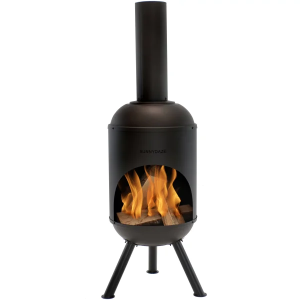 Decor RCM-LG765 60-in H x 19-in D x 22-in W Black Steel Chiminea