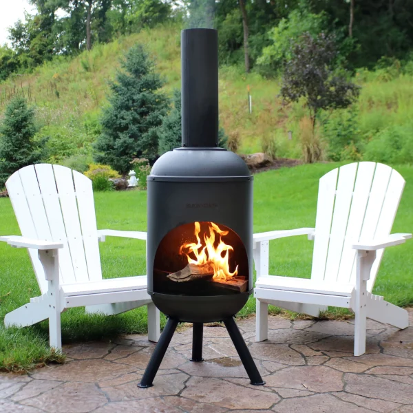 Decor RCM-LG765 60-in H x 19-in D x 22-in W Black Steel Chiminea - Image 2