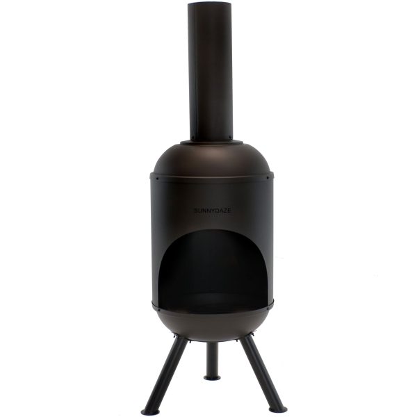 Decor RCM-LG765 60-in H x 19-in D x 22-in W Black Steel Chiminea - Image 7