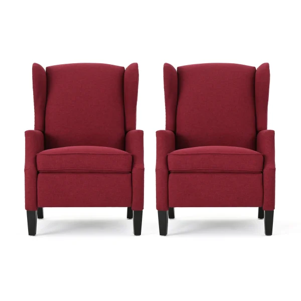 Home Wescott Contemporary Recliners (Set of 2), Deep Red + Dark Brown