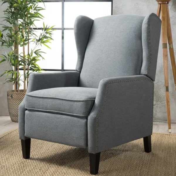 Home Wescott Wingback Pushback Recliner, Charcoal