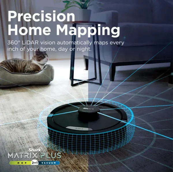 Matrix Plus 2-in-1 Robot Vacuum   Mop with Sonic Mopping, Matrix Clean, Home Mapping, HEPA Bagless Self Empty, WiFi   Black - Image 6
