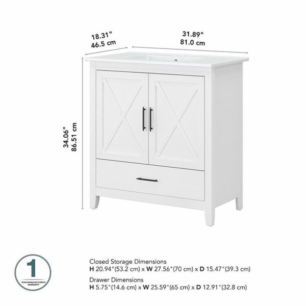 Furniture Key West 32W Bathroom Vanity with Sink in White Ash - Image 2